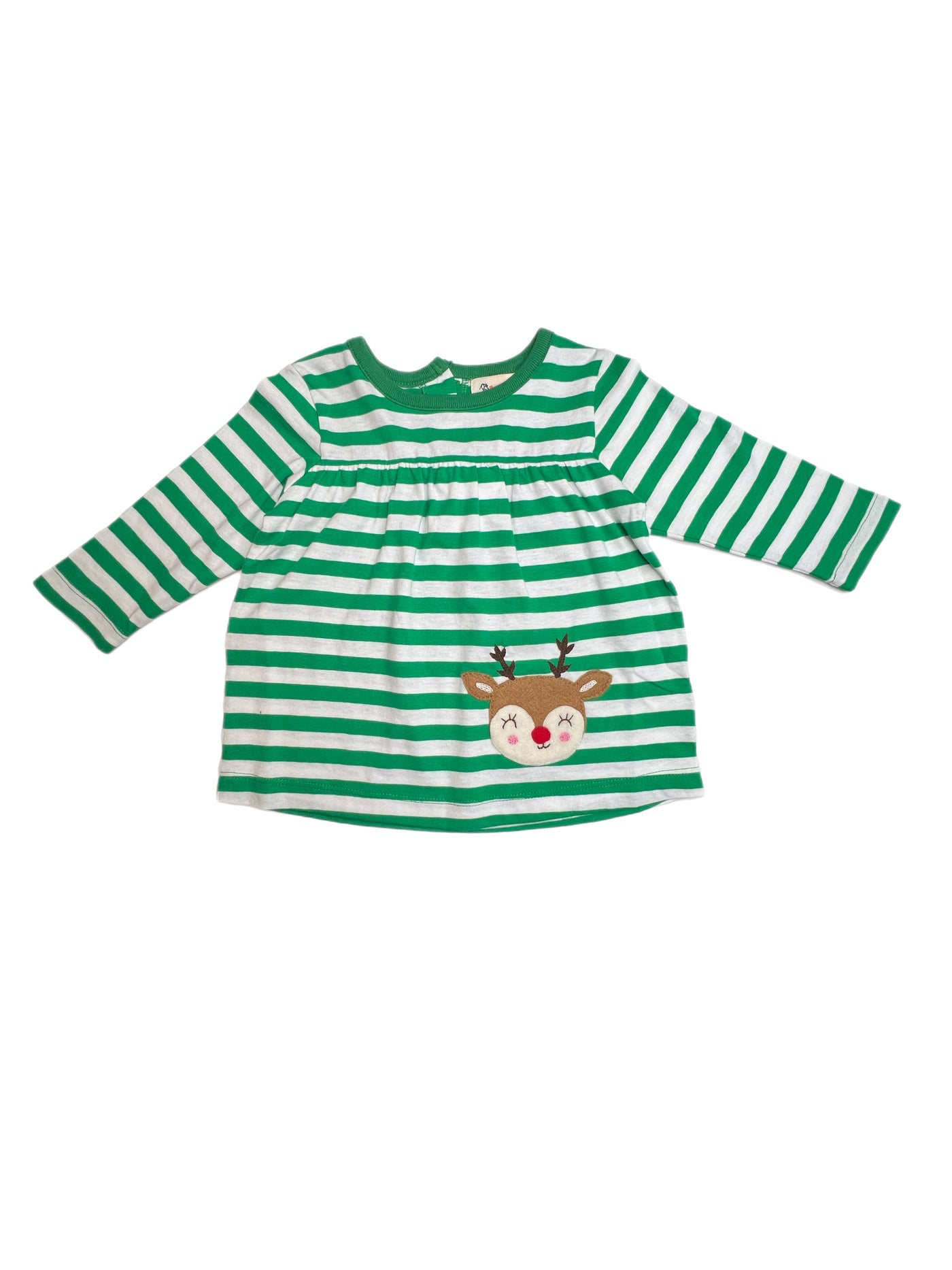 Luigi L/S Ruffle Swing Top Reindeer Green / White