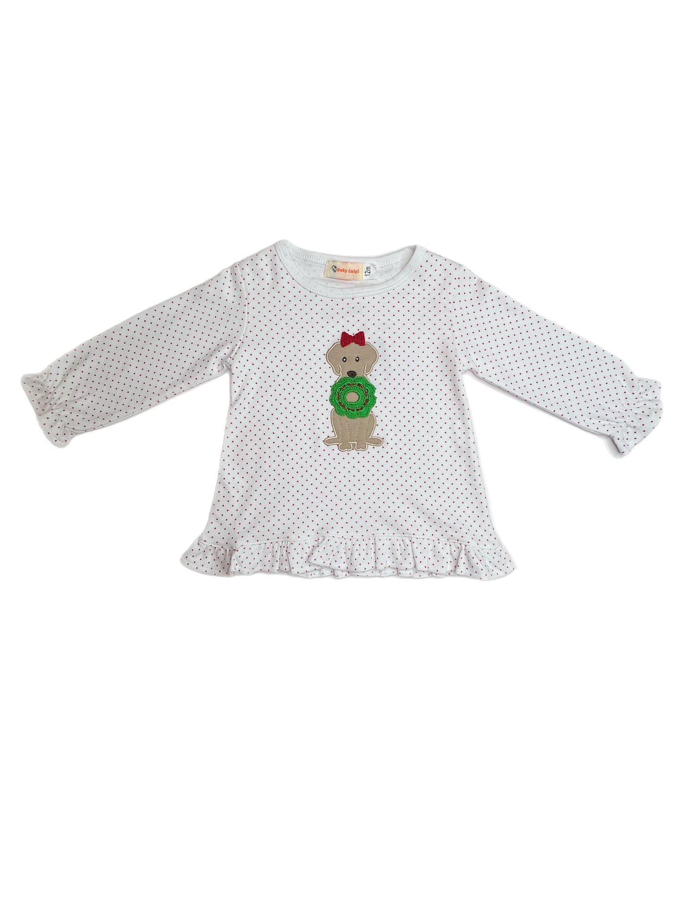 Luigi L/S Ruff Swing Top Dog & Wreath