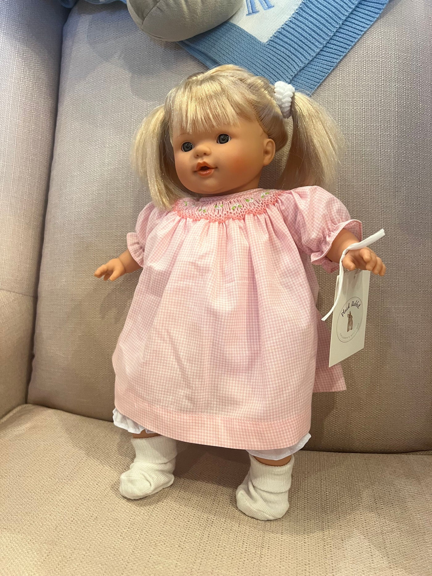 Jade 15" Doll w/Pigtails Blue Eyes White Dress