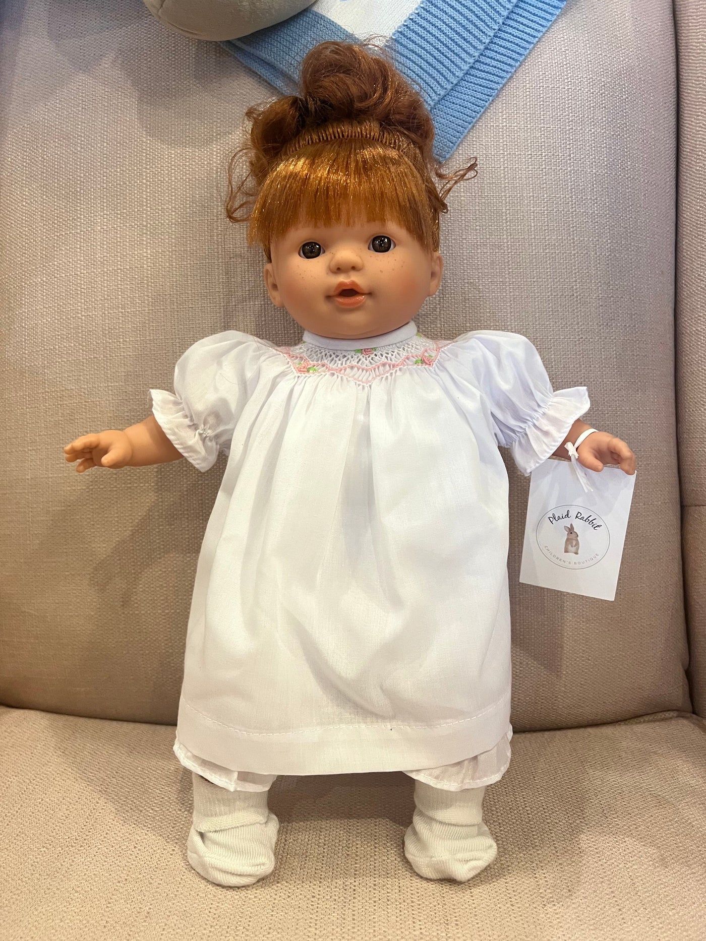 Charlotte 15" Doll w/ Bun Brown Eyes White Dress