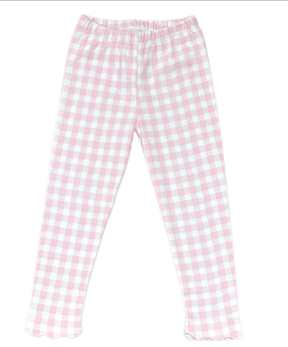 Basic Knit Leggings - Pink Gingham