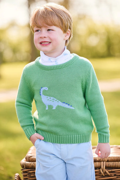 Intarsia Sweater - Blue Dinosaur