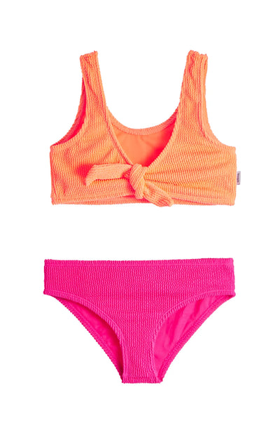 Izy Crinkle Tie Front Bikini in Watermelon Lipstick