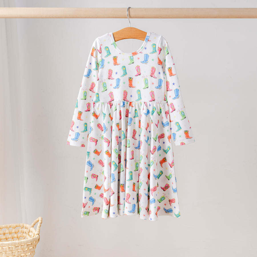 Cotton Twirl Dress - Jingle Boots