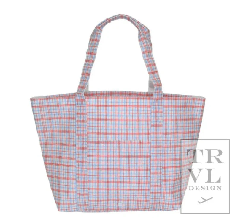 TRVL Jumbo Tote *  Classic Plaid Red