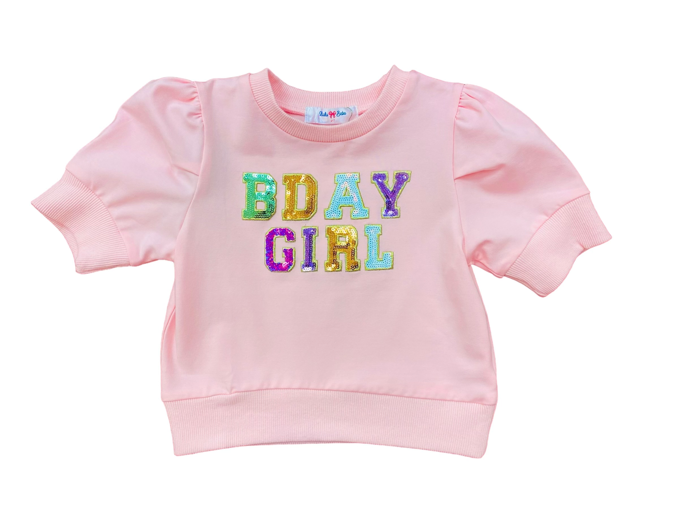 Lulu Bebe Lily Pink BDay Sequin Puff Shirt