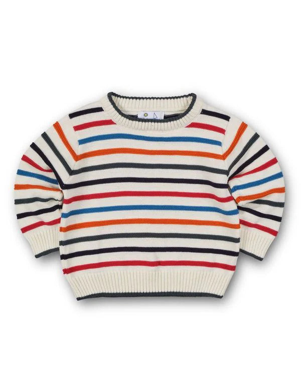 Crewneck Sweater w/ Multi Raised Stripes