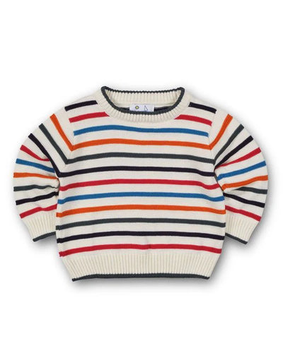 Crewneck Sweater w/ Multi Raised Stripes