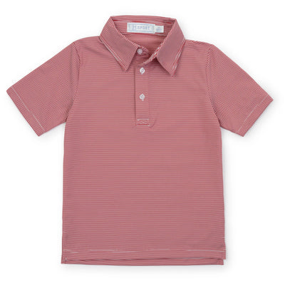 Will Boys' Performance Polo - Red Stripes