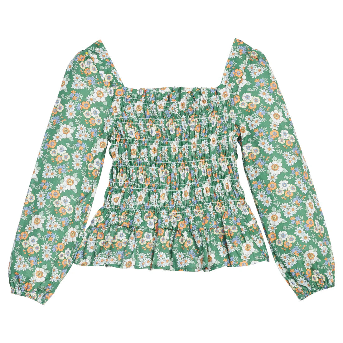 Long Sleeve India Top - Greenwich Garden Green