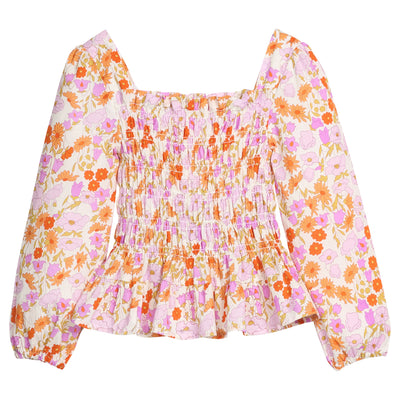 Long Sleeved India Top - Lisle Saffron Floral