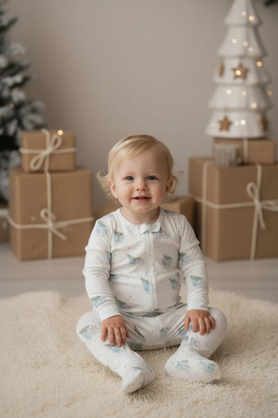 Pink Merry Sleighs Zipper Footie