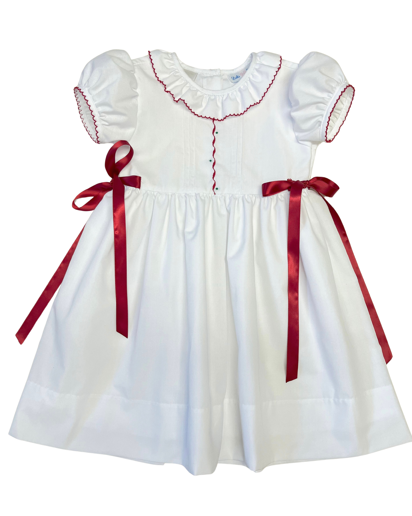 Lulu Bebe Nat White Embroidered Pintuck Dress