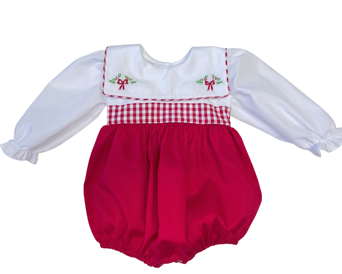 Lulu Bebe Nia Embroidered Red Gingham Bubble