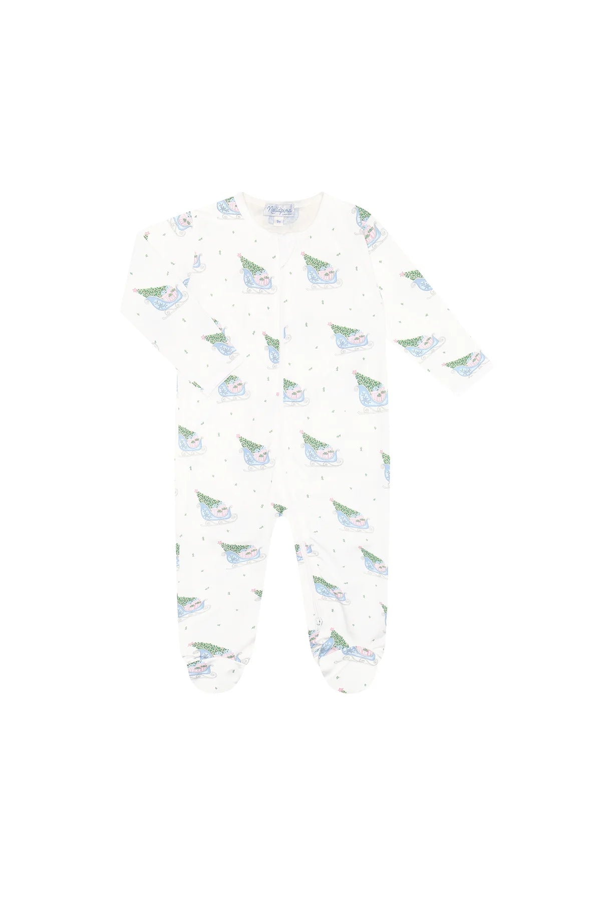 Pink Merry Sleighs Zipper Footie