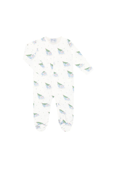 Pink Merry Sleighs Zipper Footie