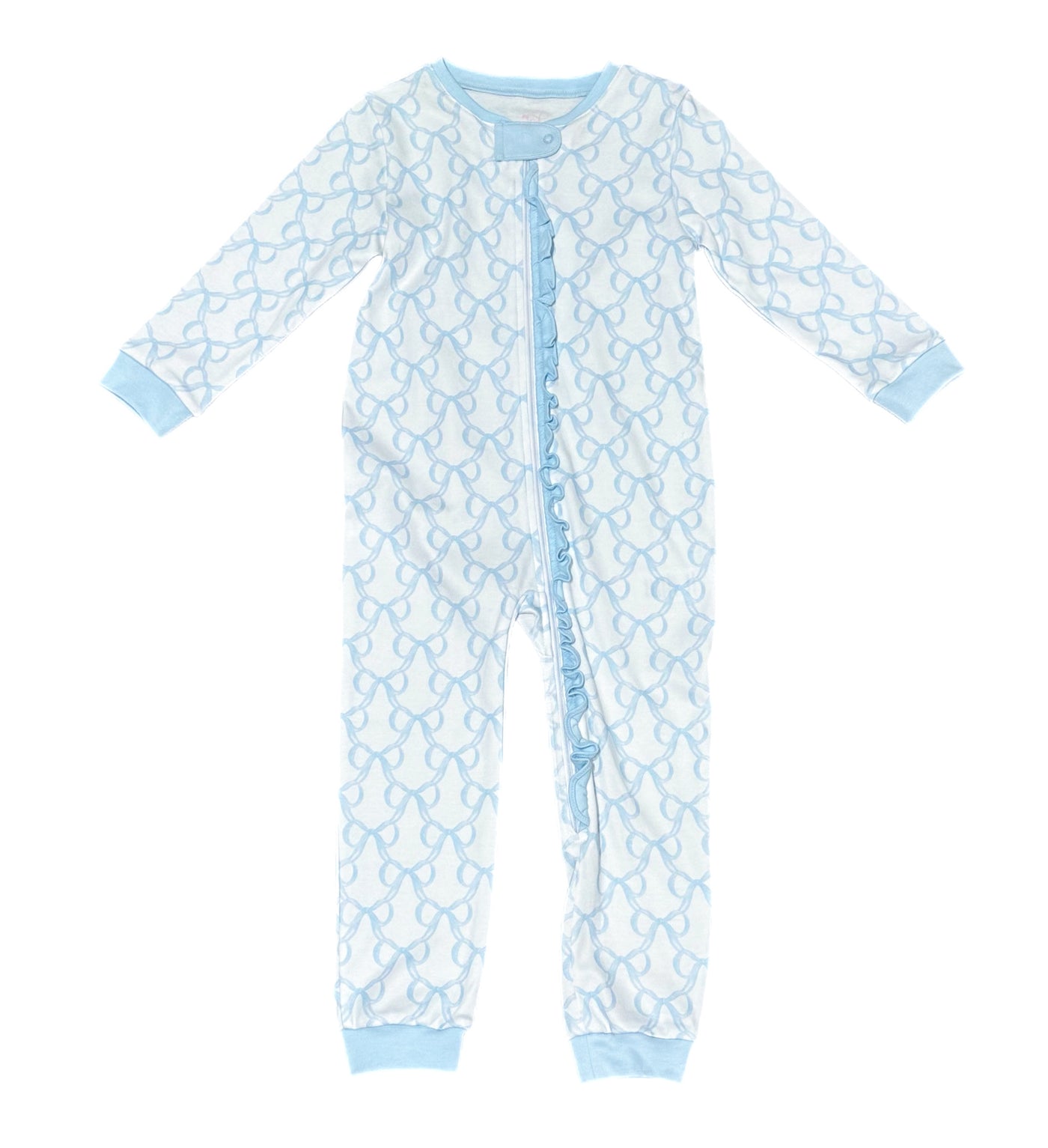 J&L 1pc Zip PJ Blue Put a Bow on It **PRE-SALE**