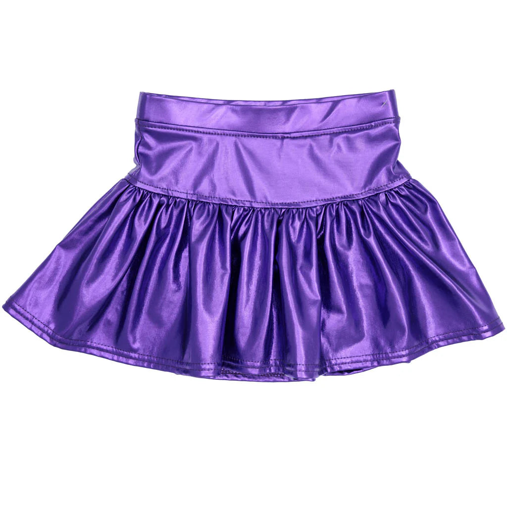 Slick Metallic Gathered Skort