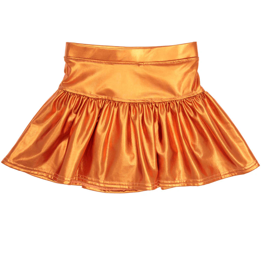 Slick Metallic Gathered Skort