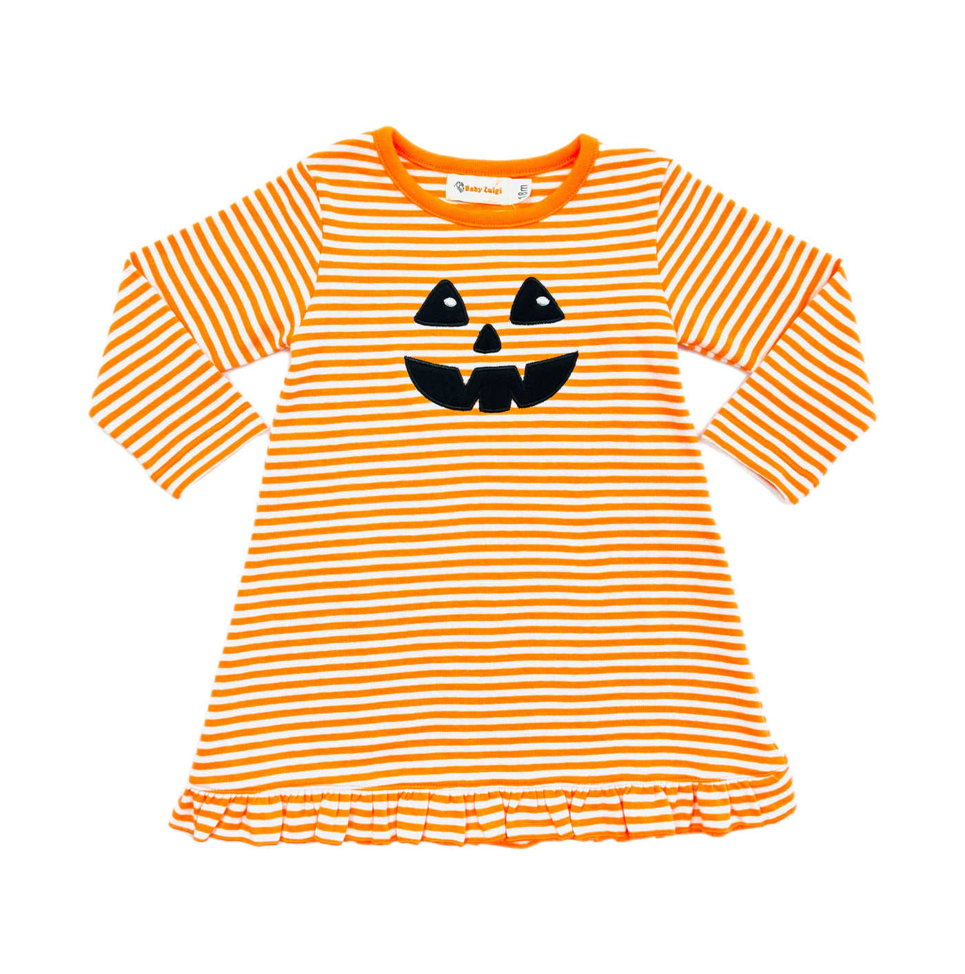 Luigi OR/WH Stripe Jack O'Lantern A Line Dress