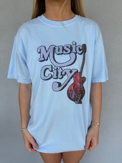 Music City Guitar Oversized Graphic Top