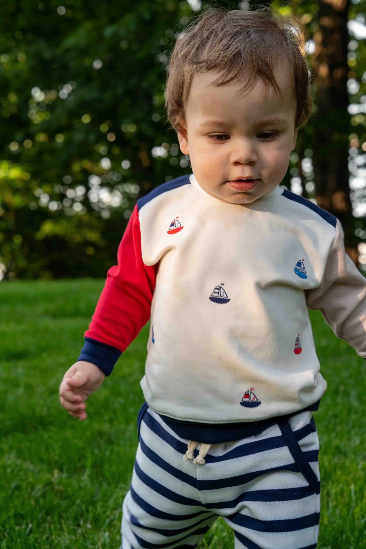 French Terry Pant Set - Sailboats