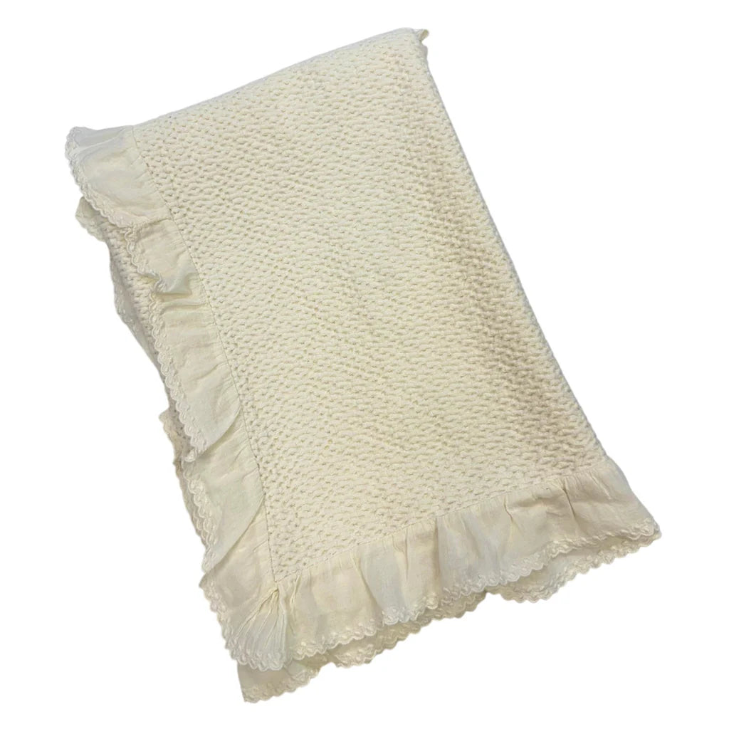 Baby Stonewashed Dotted Swiss Blanket - Ivory