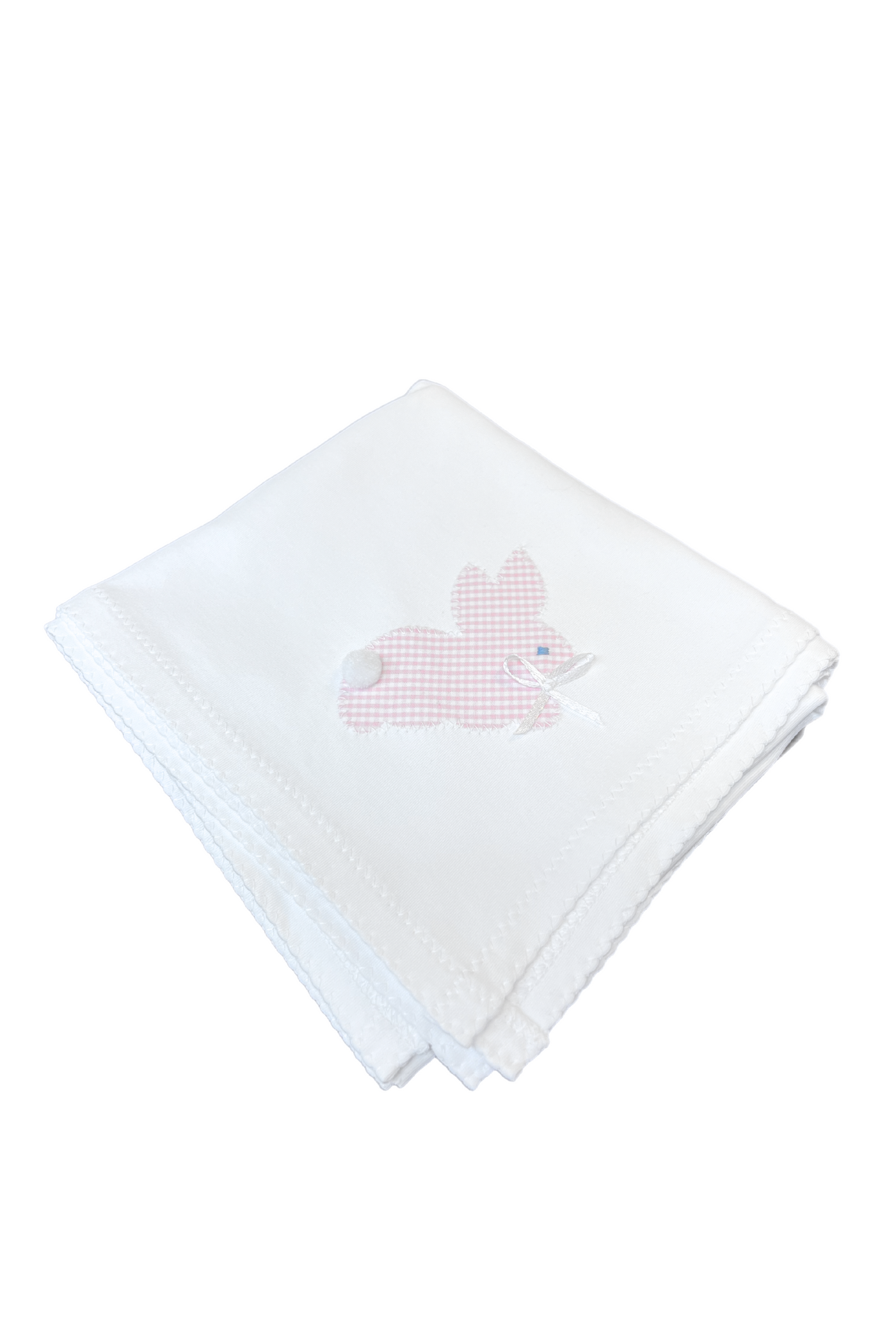 JJ Pima Applique Pink Check Bunny Blanket