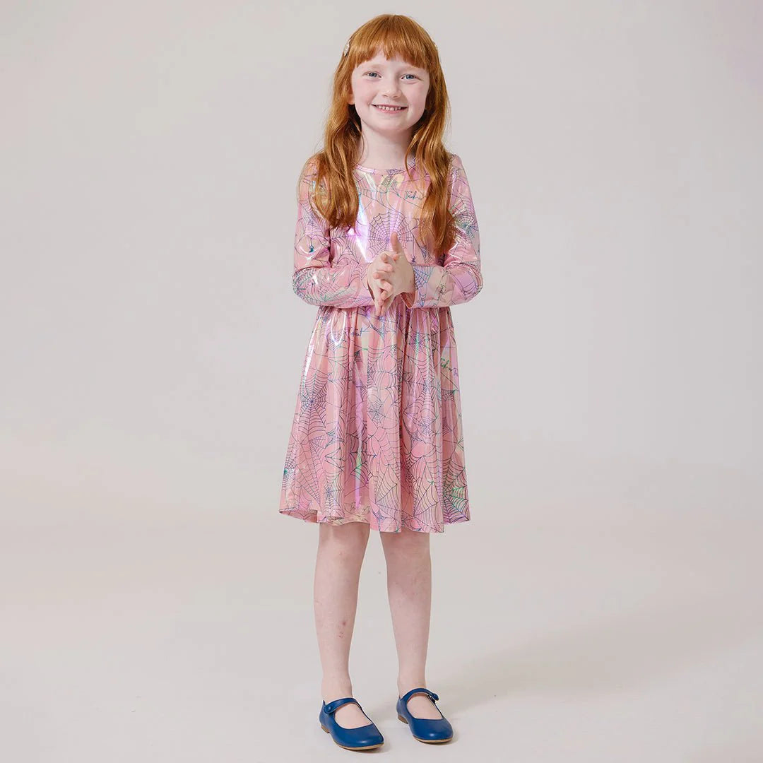 Lame Steph Dress - Pink Spider Web