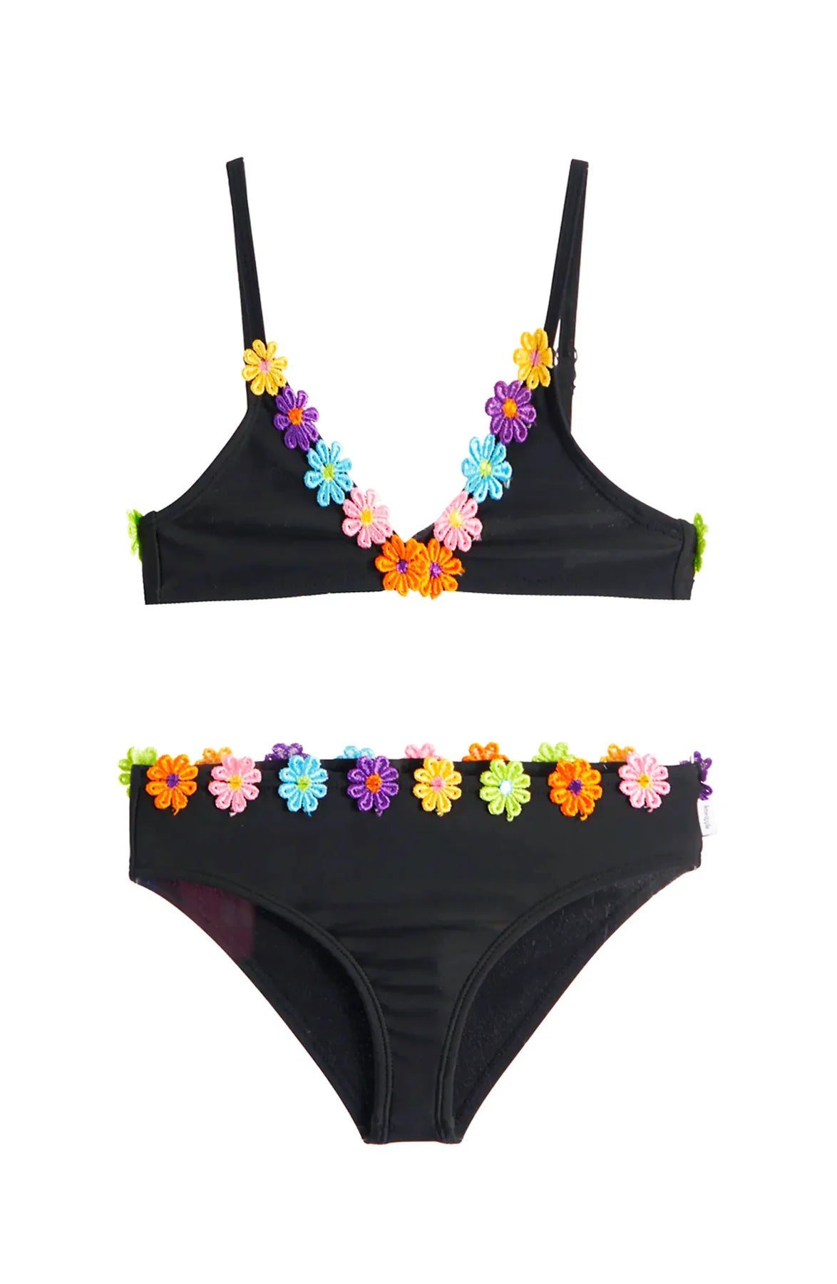 Poppy Floral Trim Bikini in Black