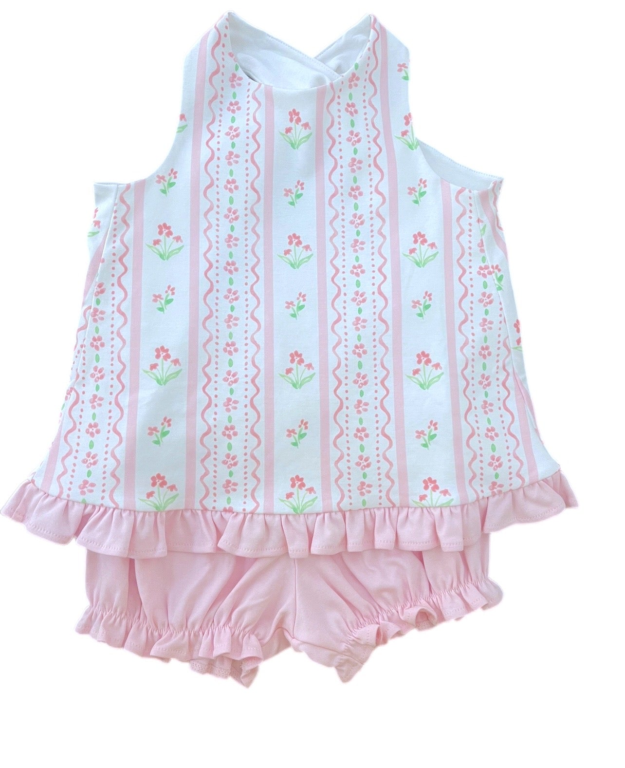 J&L Poppy Bloomer Set Pink Floral Scallop **PRE-SALE**