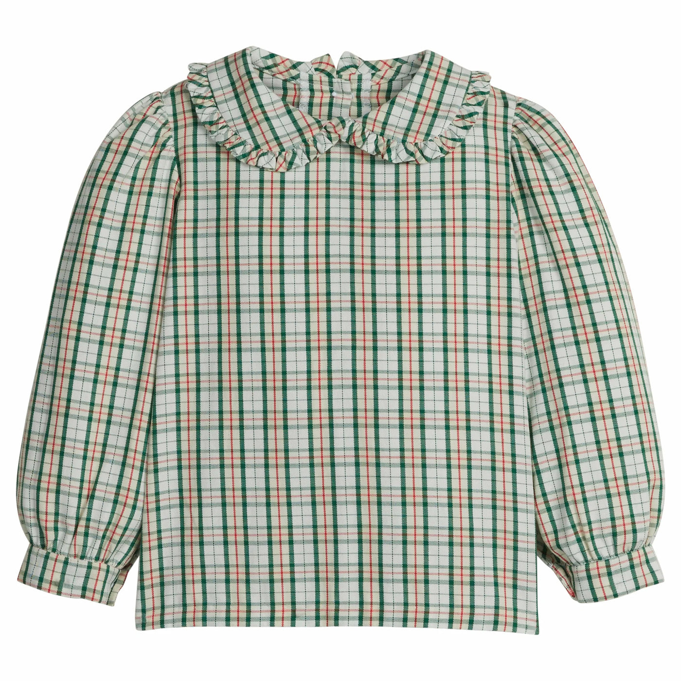 Ruffled Peter Pan Blouse - Mistletoe Tartan