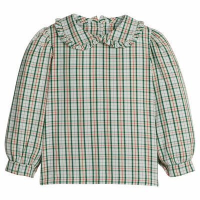Ruffled Peter Pan Blouse - Mistletoe Tartan