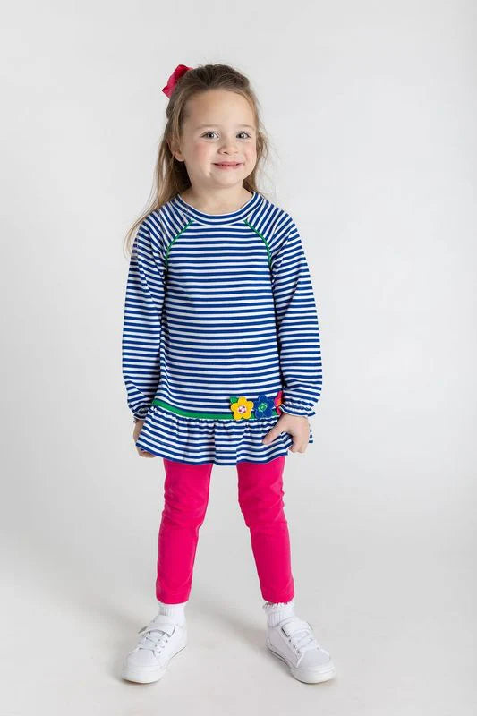 Blue Stripe Legging Set - Sport Ball Flowers