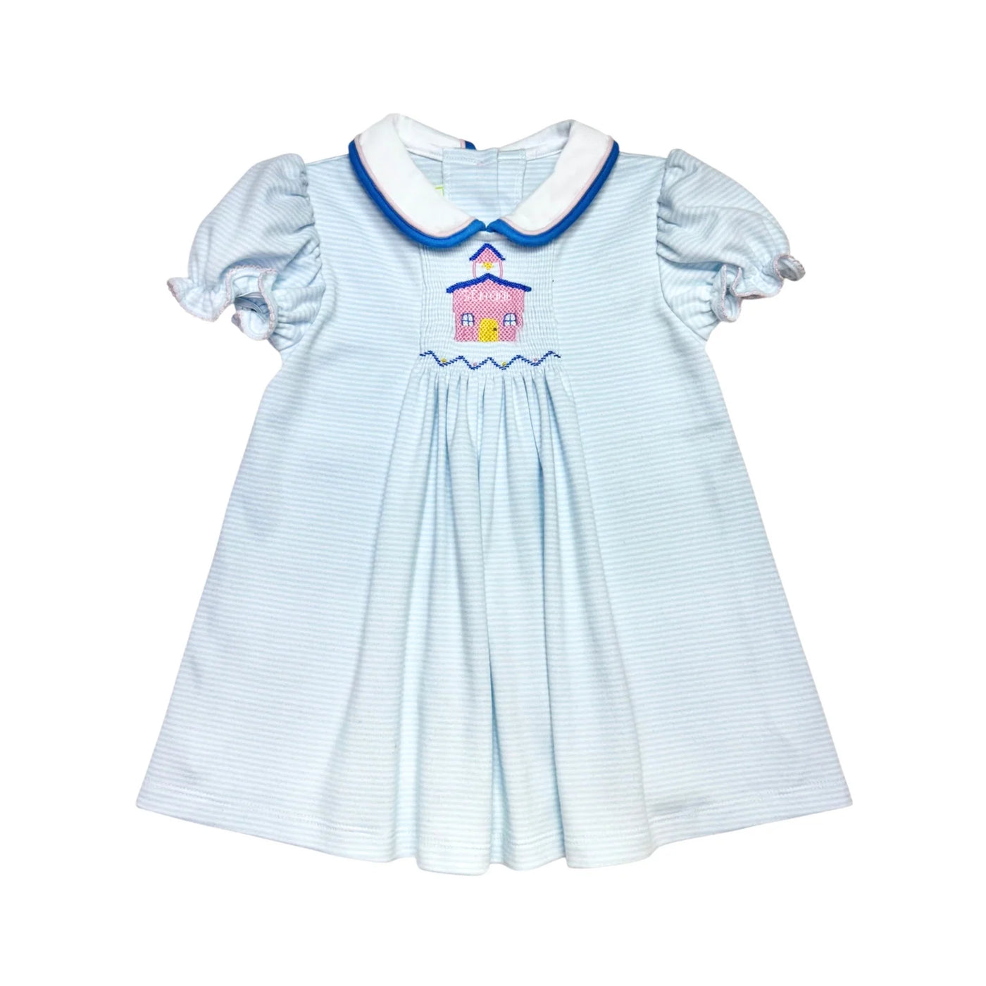 School House Sylvie Dress - Light Blue Bitty Stripe Knit