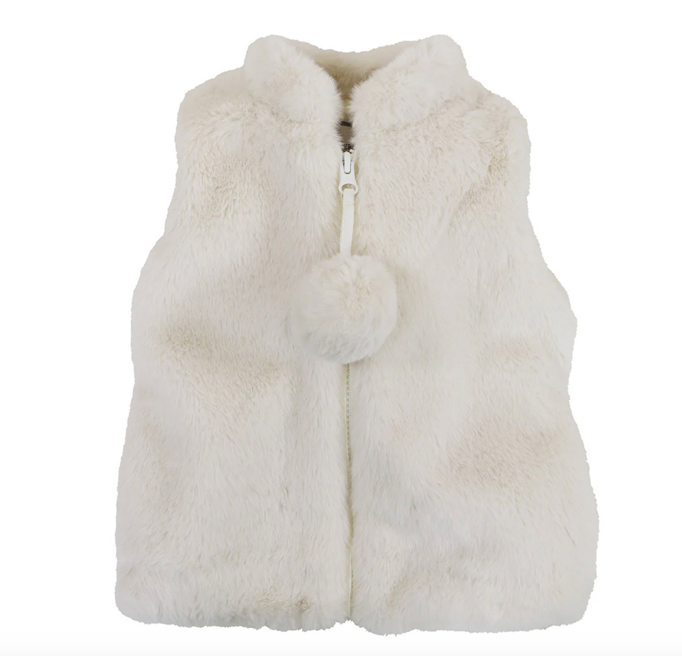 Zip Up Pom Pom Vest  - Vanilla Layer Cake