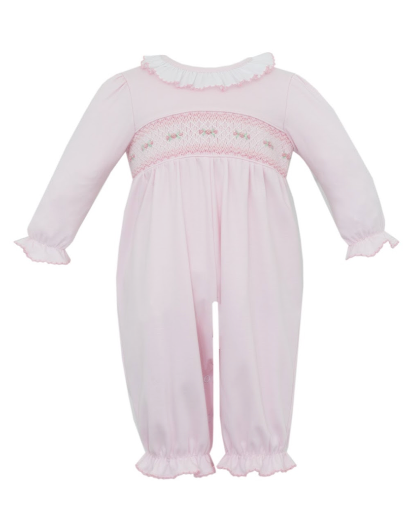Pink Knit Girl Long Romper  - Rose