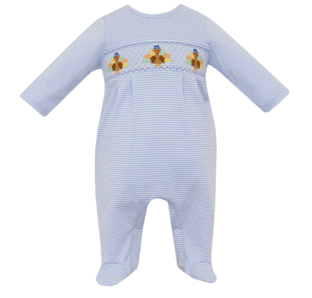 Lt .Blue Stripe Knit Boy Long Footie - Turkey