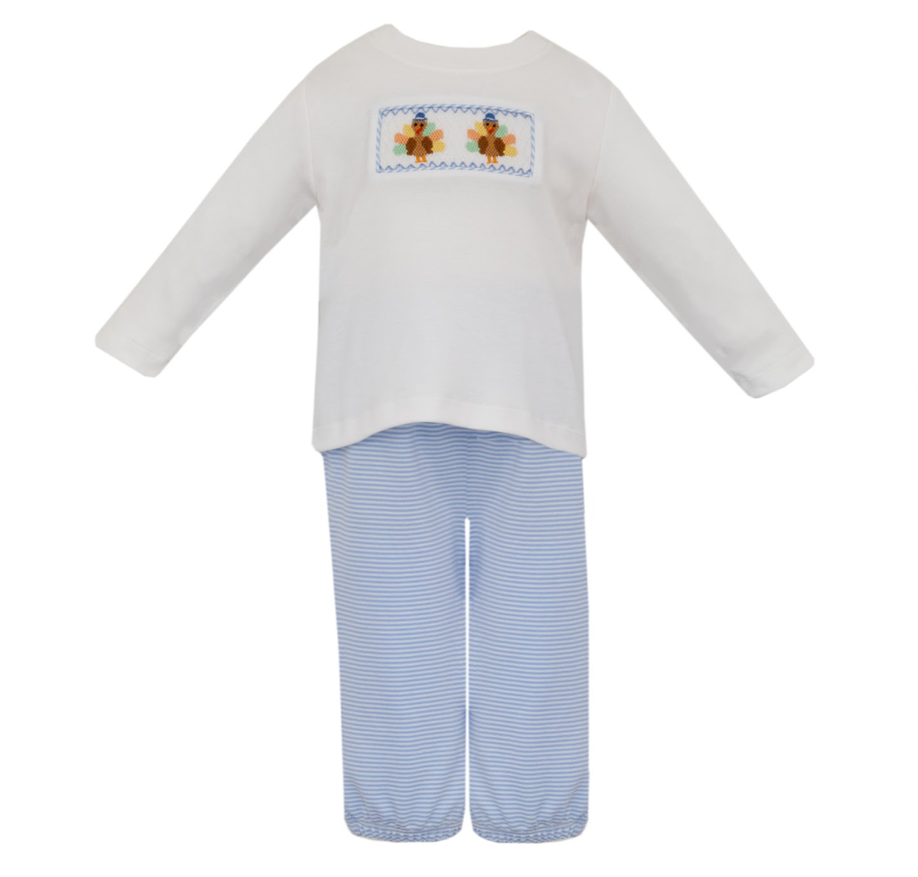 Lt. Blue Stripe Knit Boys L/S Pant Set - Turkey