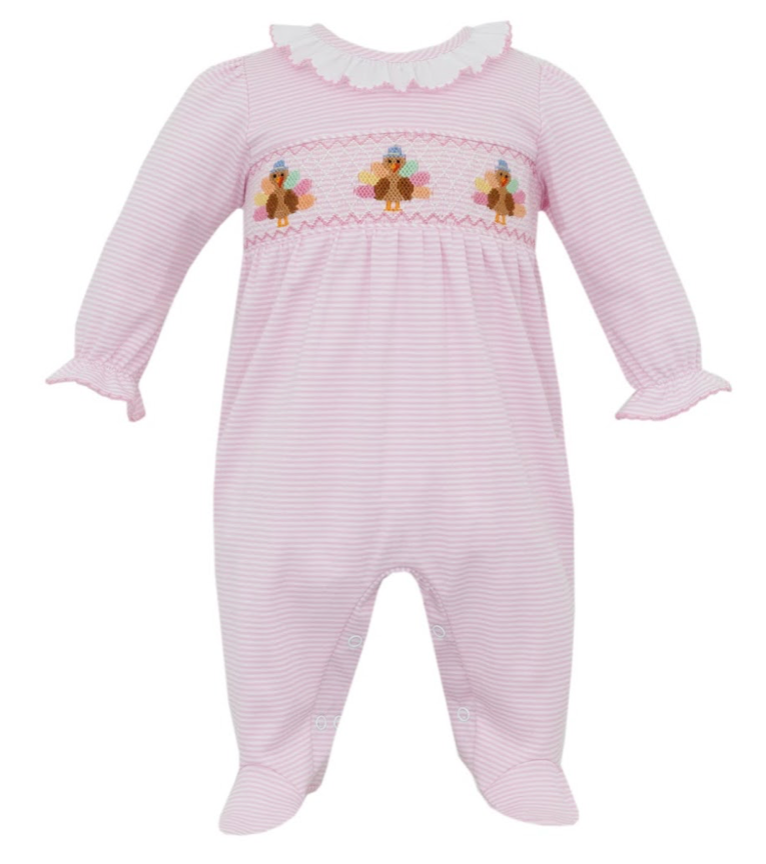 Pink Knit Stripe Girl Long Romper - Turkey