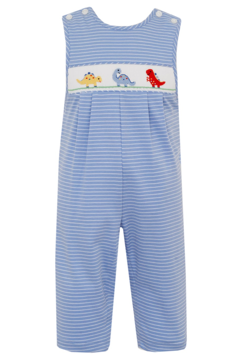 Blue Stripe Knit Long Jon Jon  - Dinosaurs
