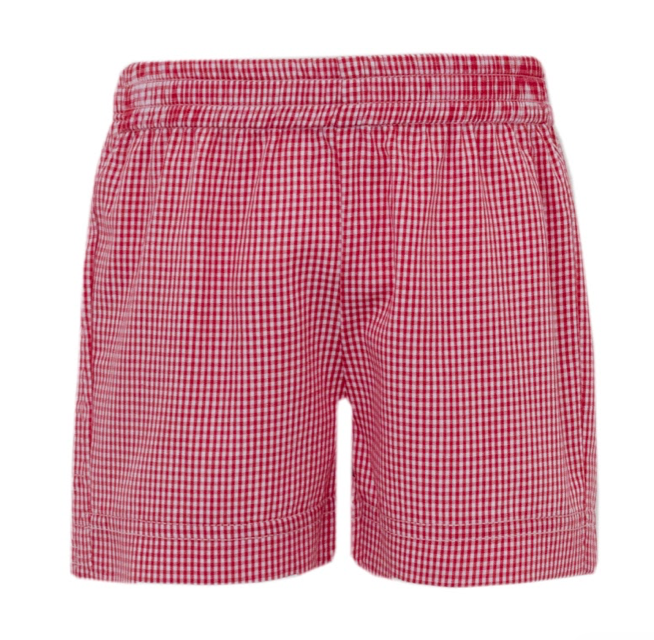 Red Gingham Boy Short Set - Back To School