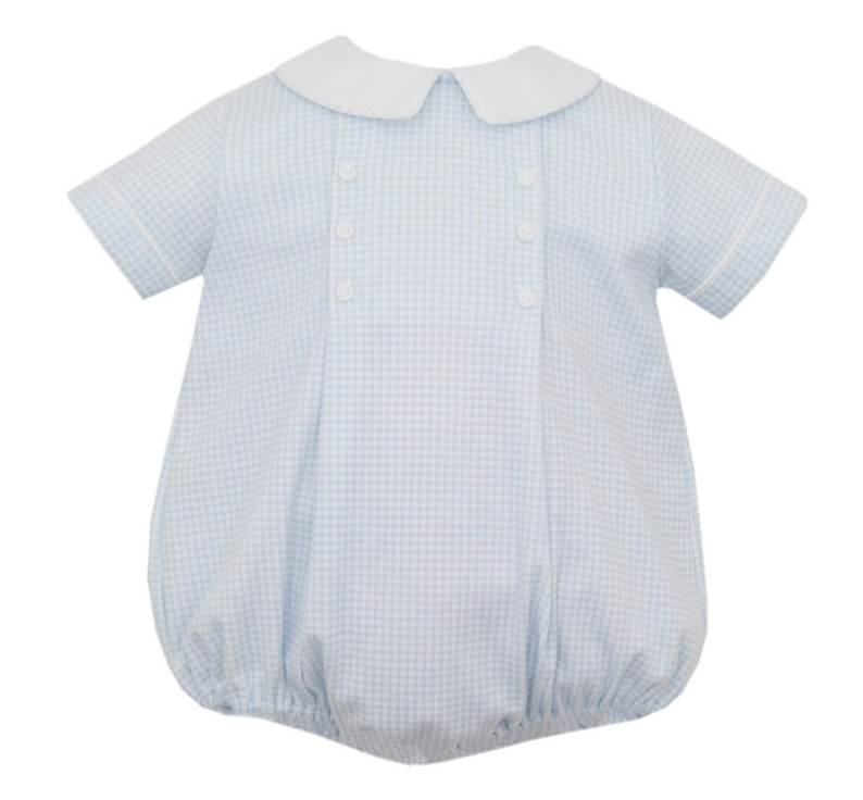 Lt. Blue Gingham Knit Boy Short Bubble