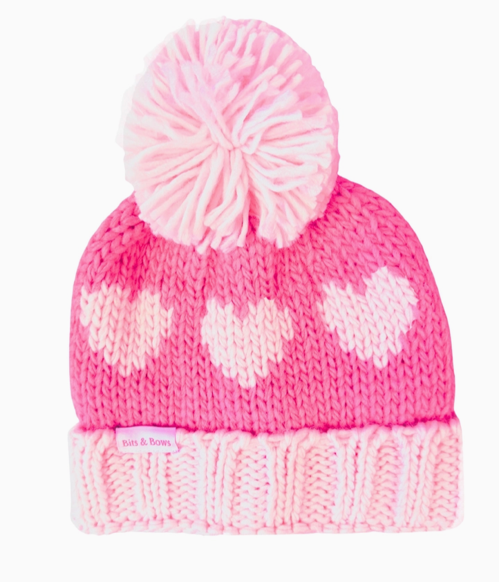 Pink Hearts Bobble Hat