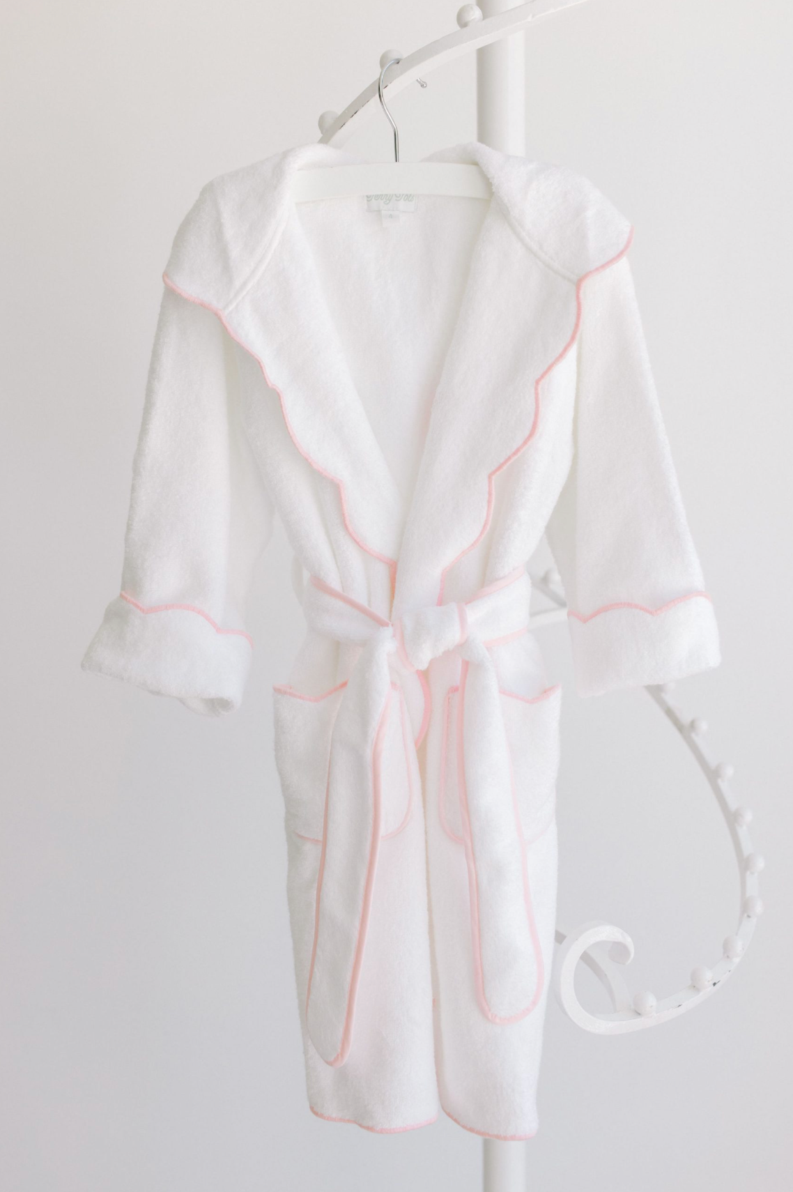 Pink Towel Robe Terry Tots Hooded Bath Robe - Pink Scallop Trim – Plaid Rabbit Gifts