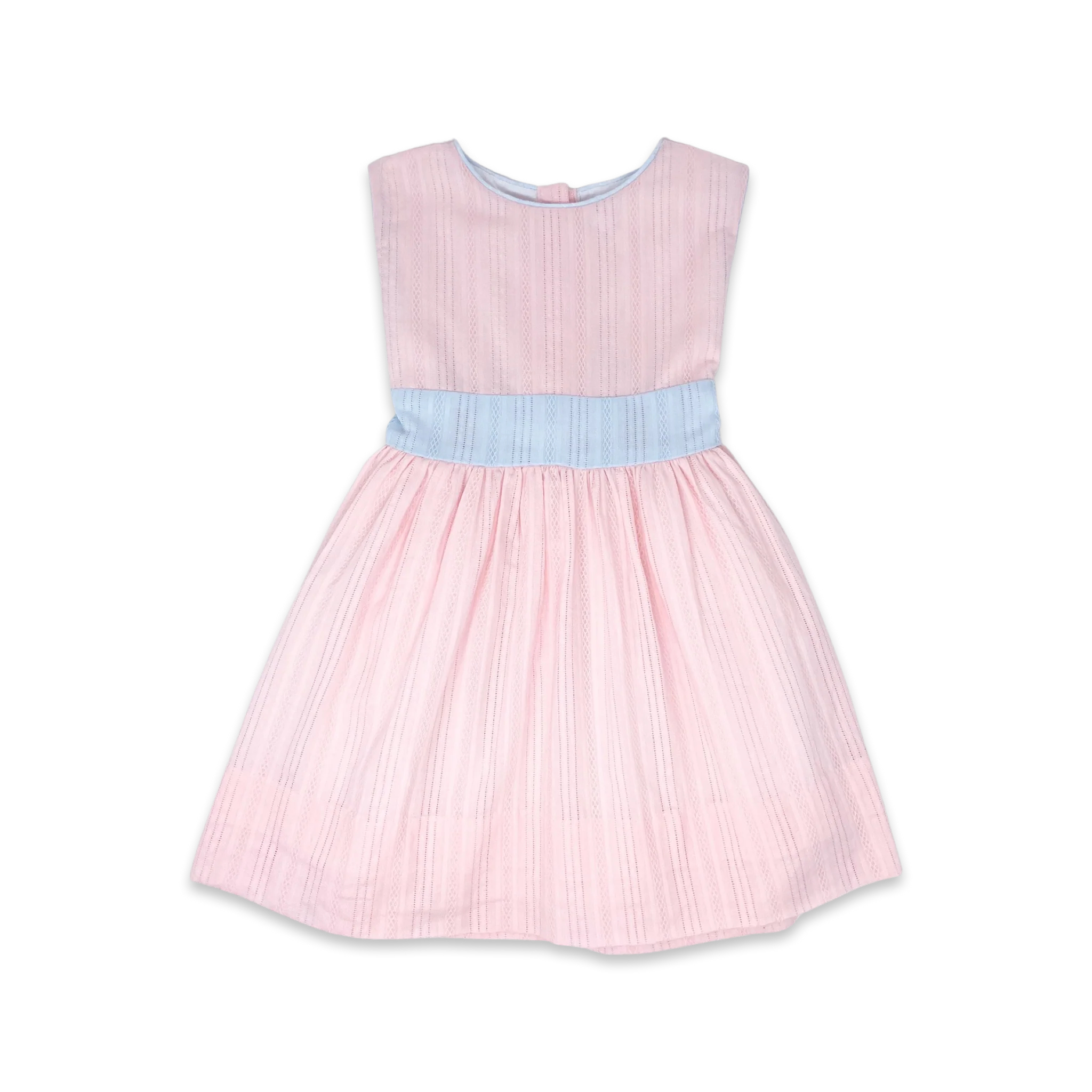 Blissful Band Dress -Pink/Blue Linen – Plaid Rabbit Gifts