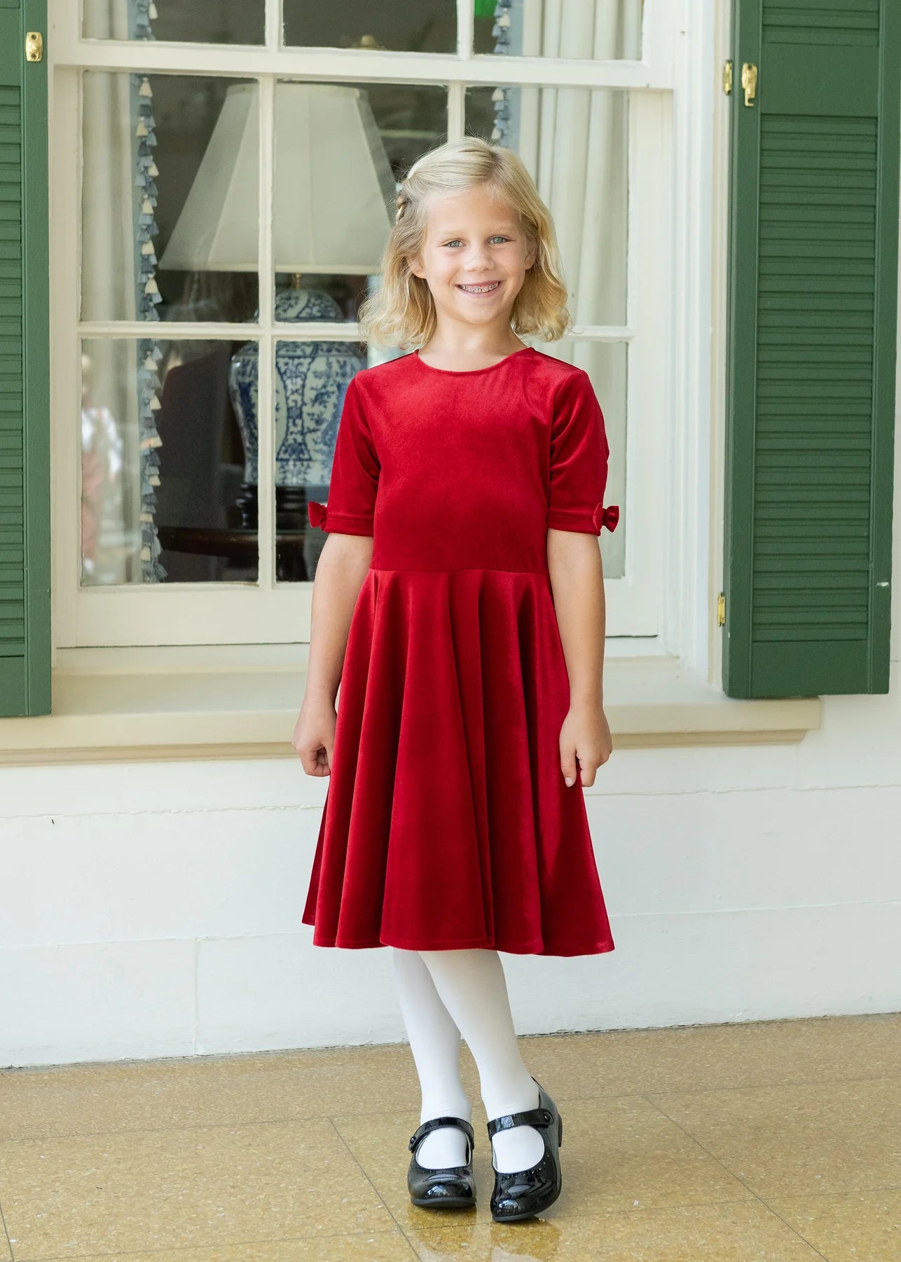 Florence Velvet Bow Sleeve Dress