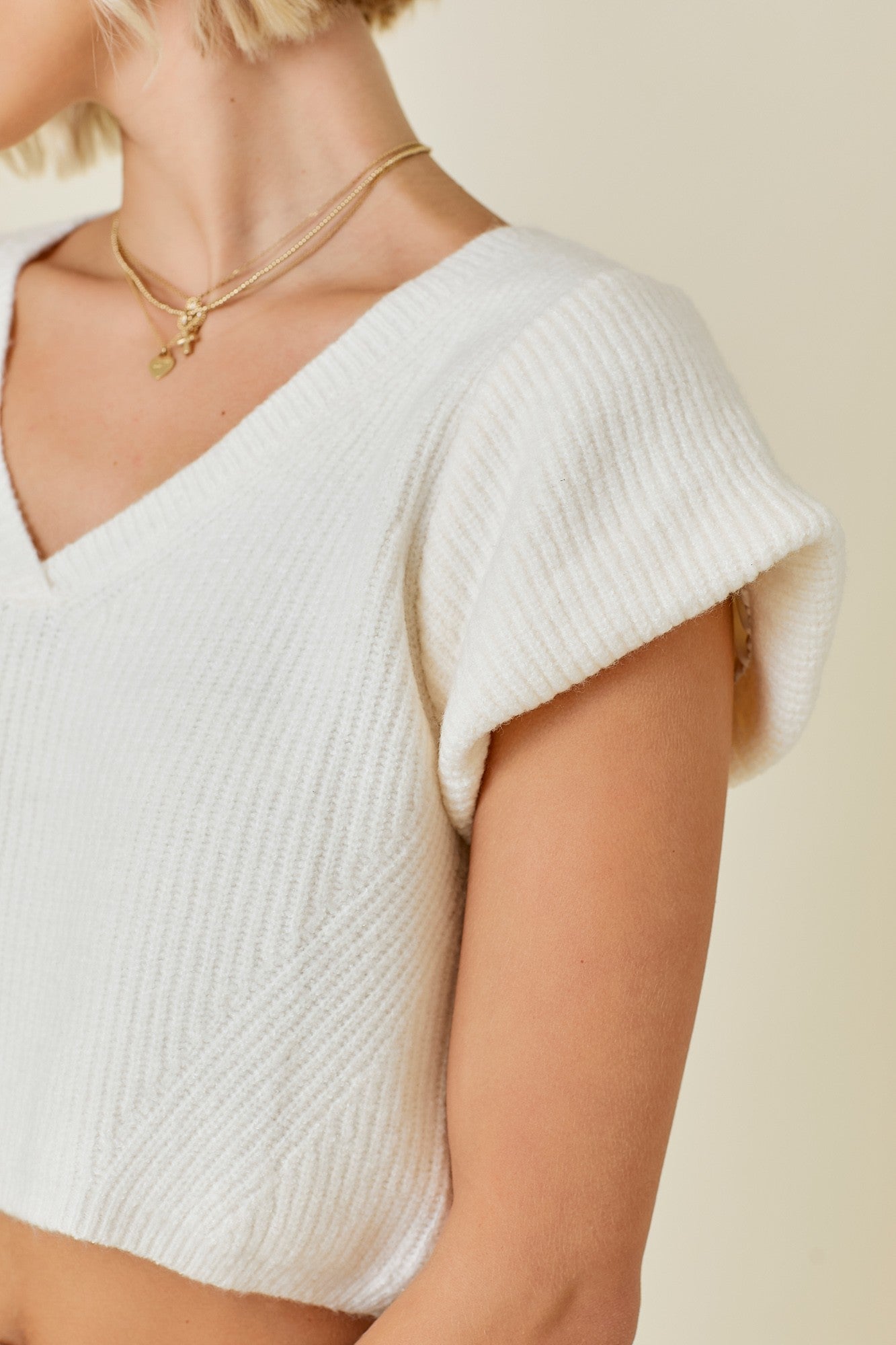 Cream V-Neck Sweater