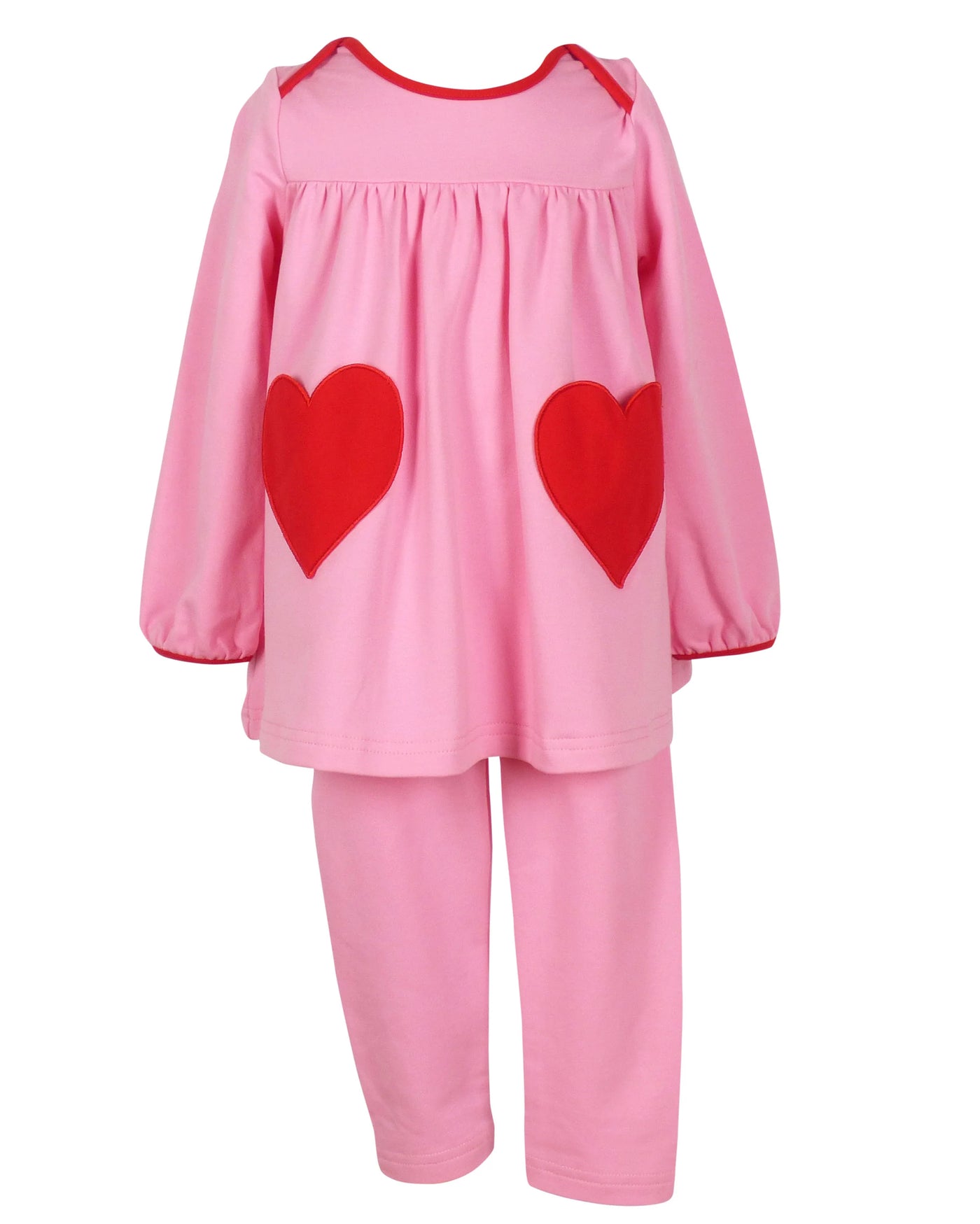 Yellow Lamb Tabby Pink Heart Tabby Tunic Set