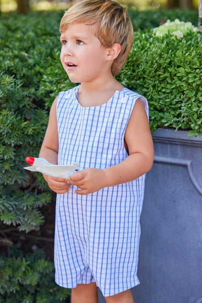 Vintage Romper - Royal Windowpane